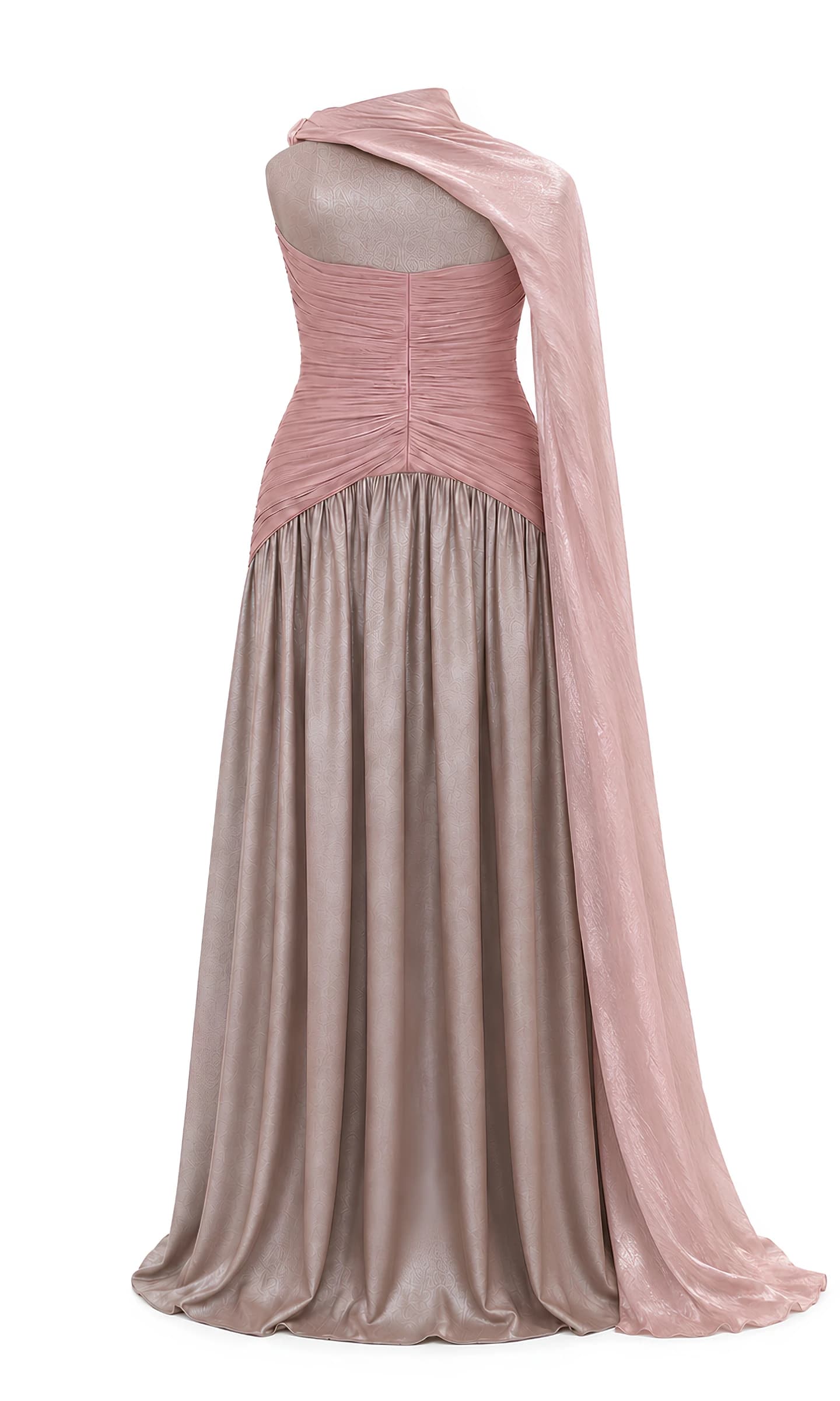 Rose Taupe & Blush Draped Gown