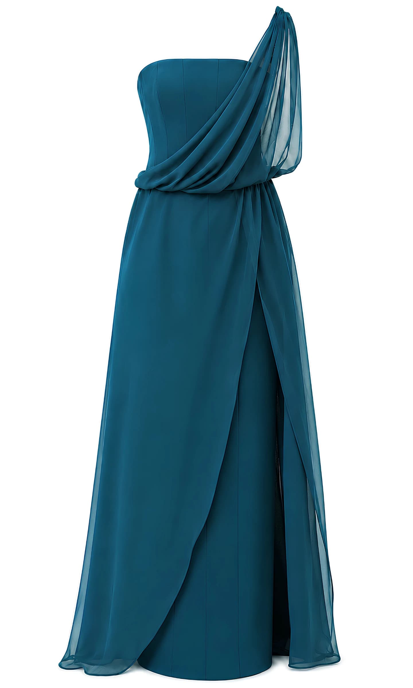 Deep Teal Convertible Chiffon Gown