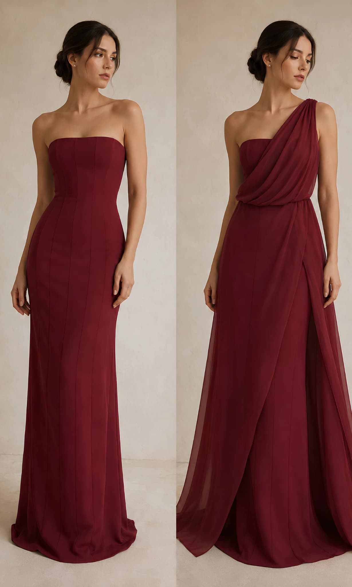 Deep Burgundy Convertible Chiffon Gown image 5